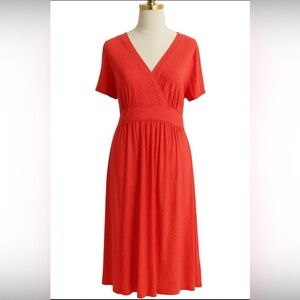 LL Bean Coral Midi Dress Size Medium – Casual & Comfortable